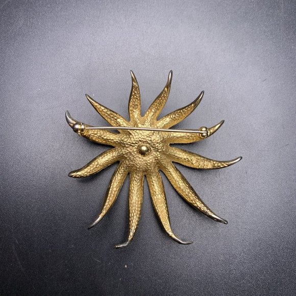 Boucher Flower Brooch Pin Faux Pearl Gold Tone Floral Classic Signed Vintage - Picture 6 of 7